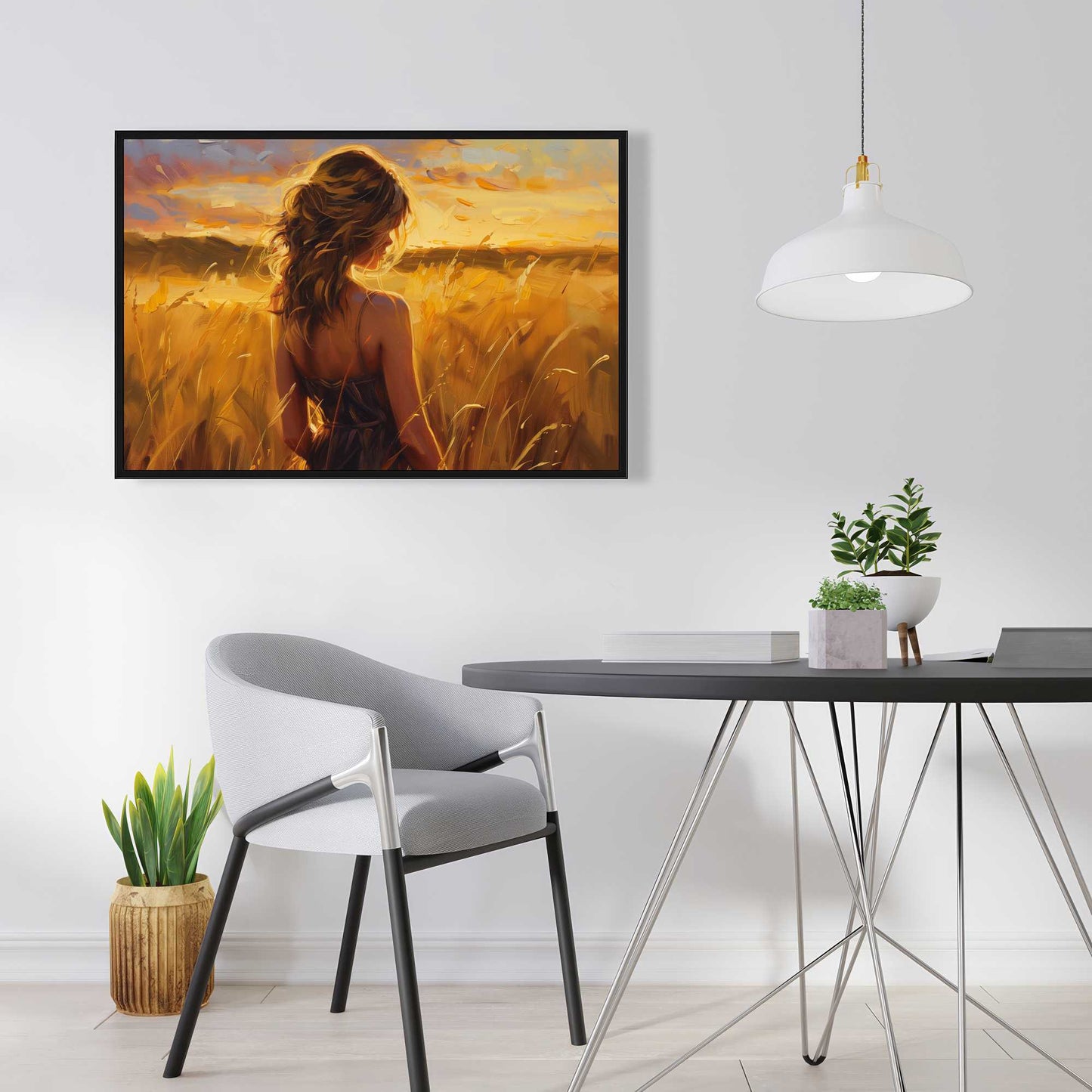 Warm Field - Yellow Framed Canvas for Home Decor | Art Print