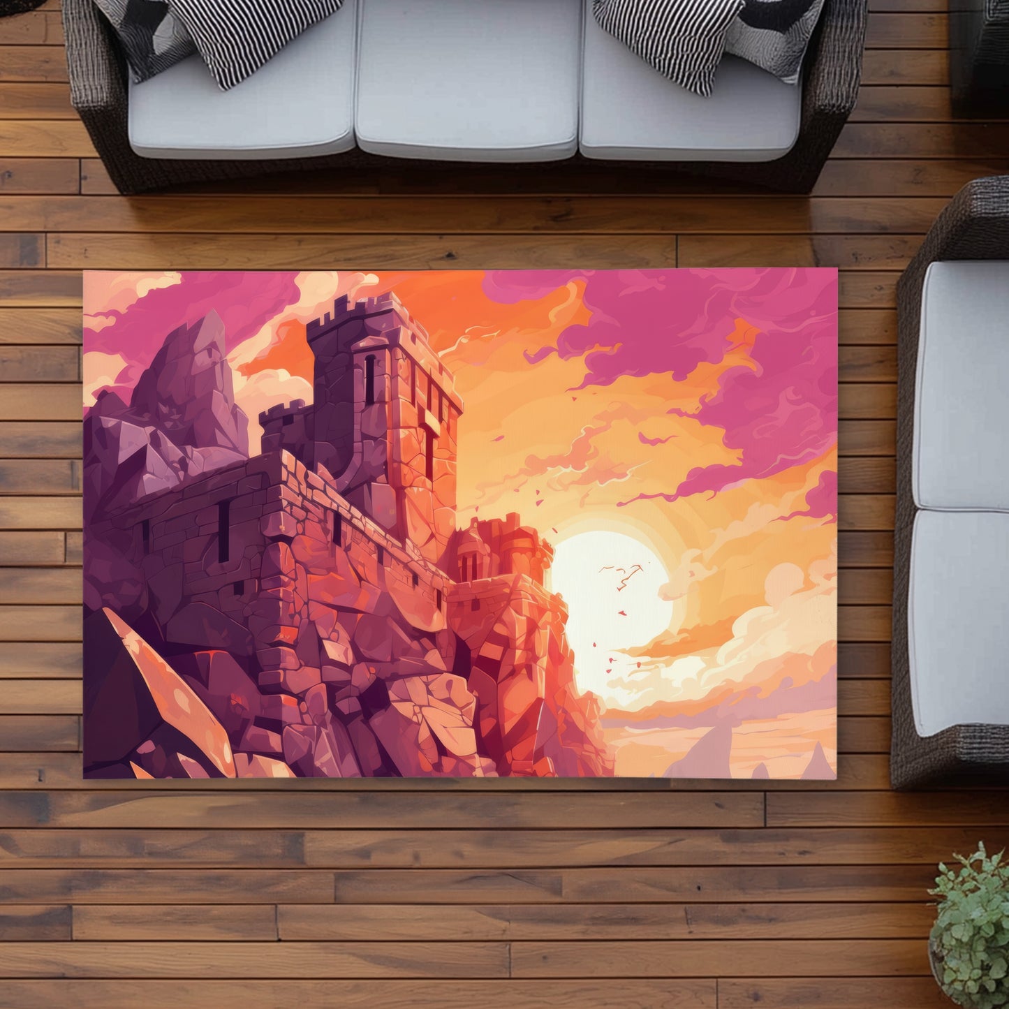 Le Rempart du Coucher de Soleil - Tapis d'Extérieur pour la Décoration Intérieure