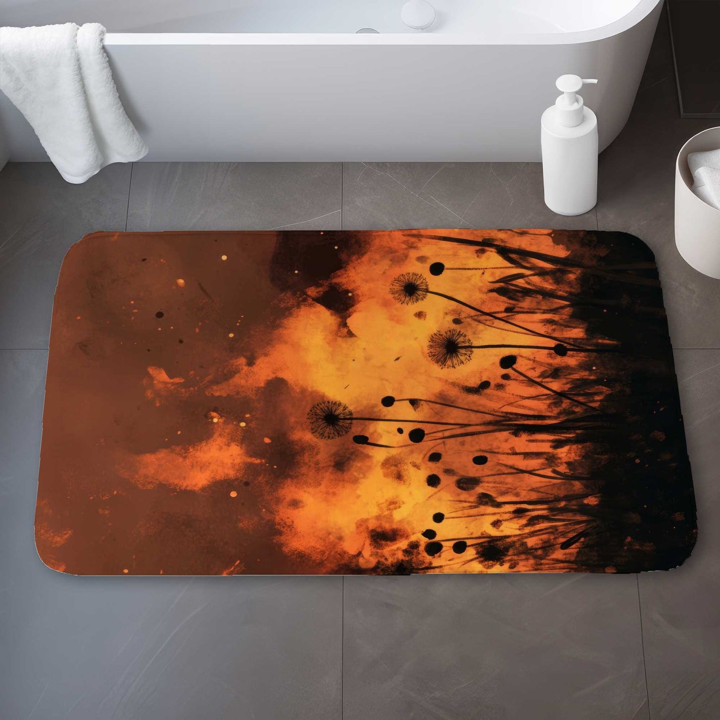 Ablaze Yellow Bath Mat - Stylish Home Decor Accent for Bath
