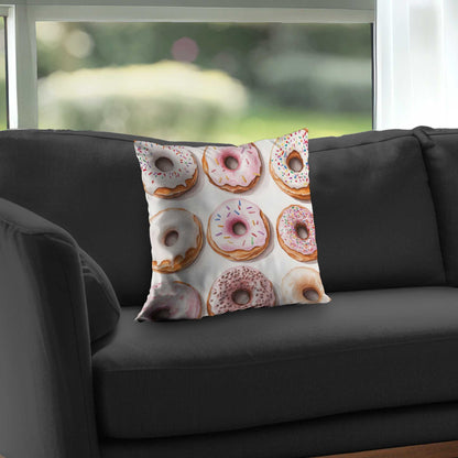 Donuts Poly Twill Throw Pillow - Cozy Home Decor Accent