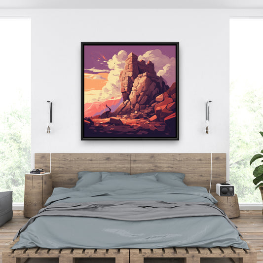 Standing Above - Orange Framed Canvas for Home Decor