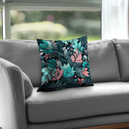 Neon Leaves Poly Twill Throw Pillow - Stylish Home Decor