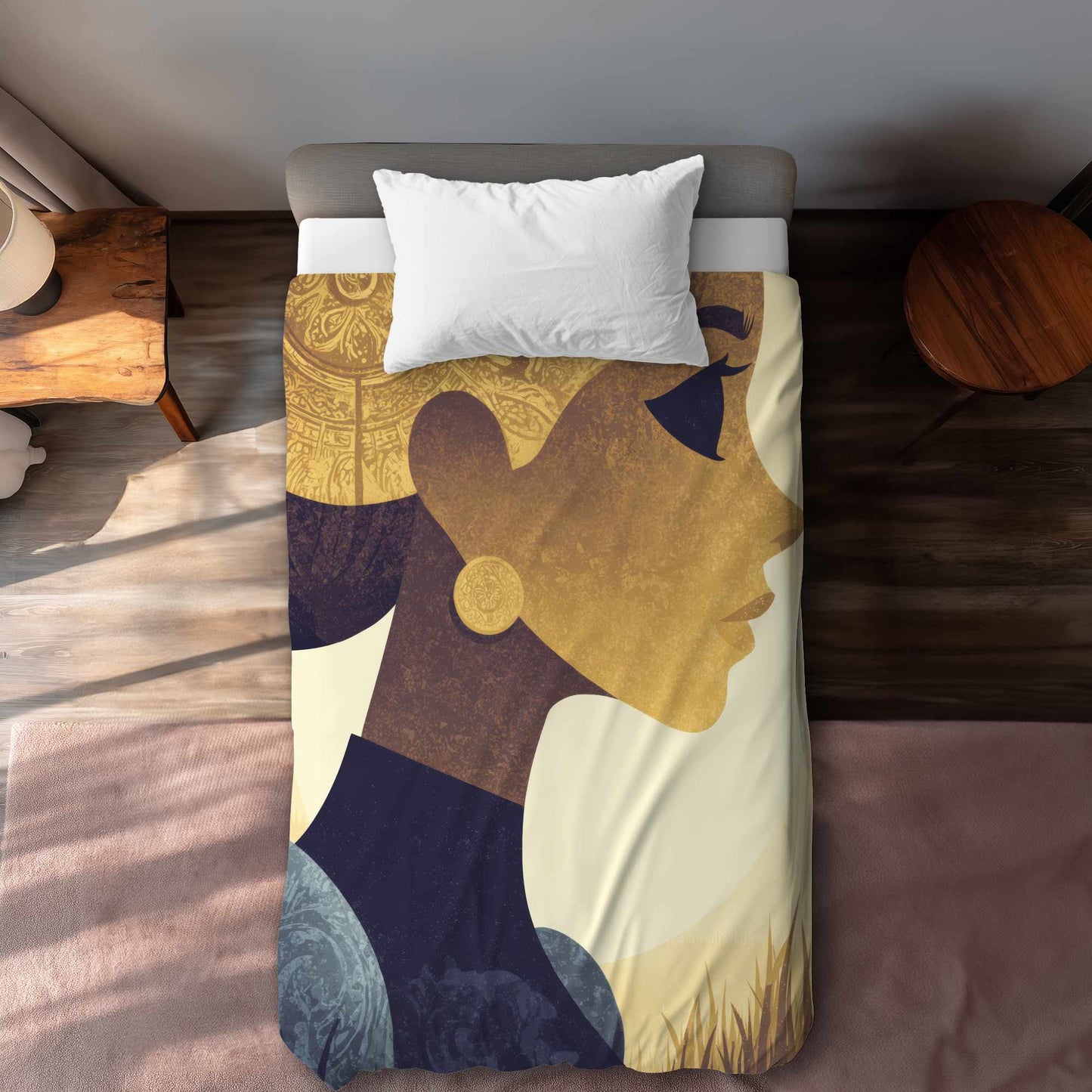 Housse de couette Golden Muse Profile | Décoration d'intérieur élégante