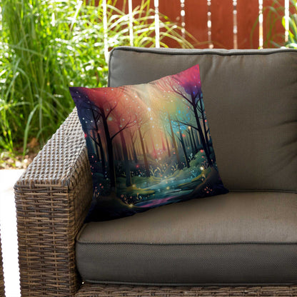 Magical forest Pink poly twill throw pillow | Home insert