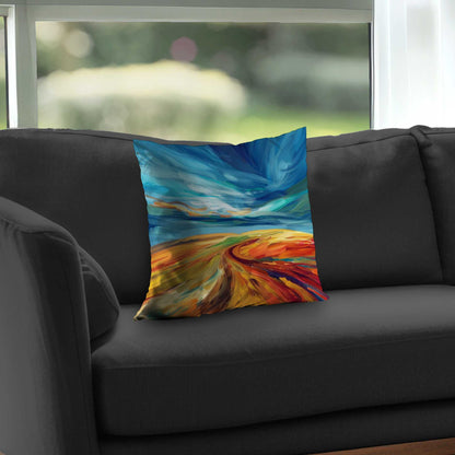 Land flow Yellow Poly Twill Throw Pillow - Home Decor Insert