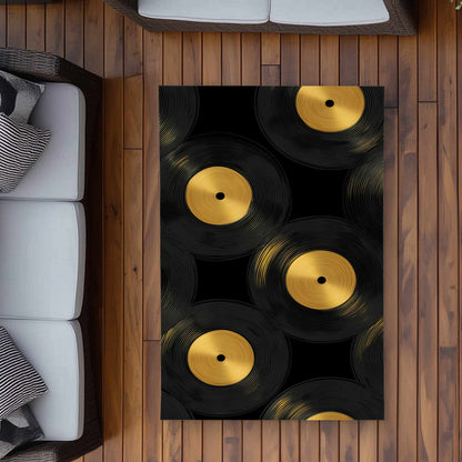 Tapis d'extérieur à cercles dorés | Décoration intérieure élégante