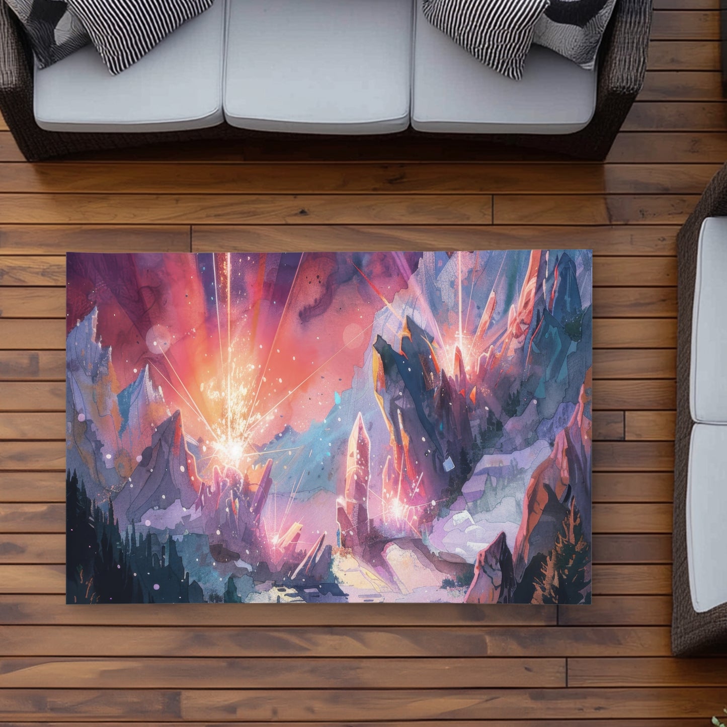 Beaming Signal Pink Outdoor Area Rug | Stylish Home Decor