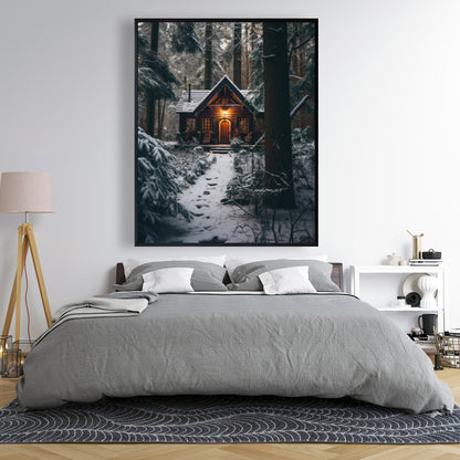 The lone cabin - 36"x36" Framed canvas