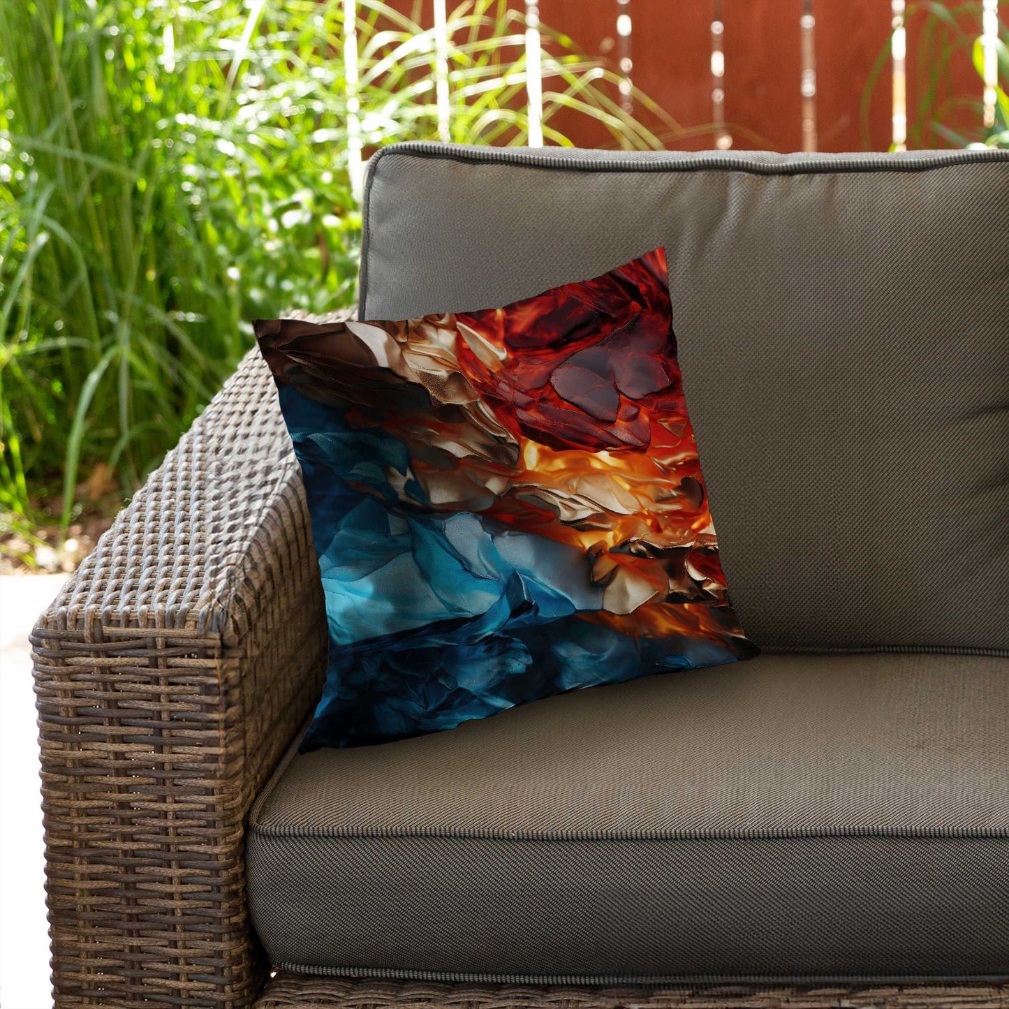 Coussin décoratif en sergé de polyester à contraste minéral - Accessoire de décoration intérieure