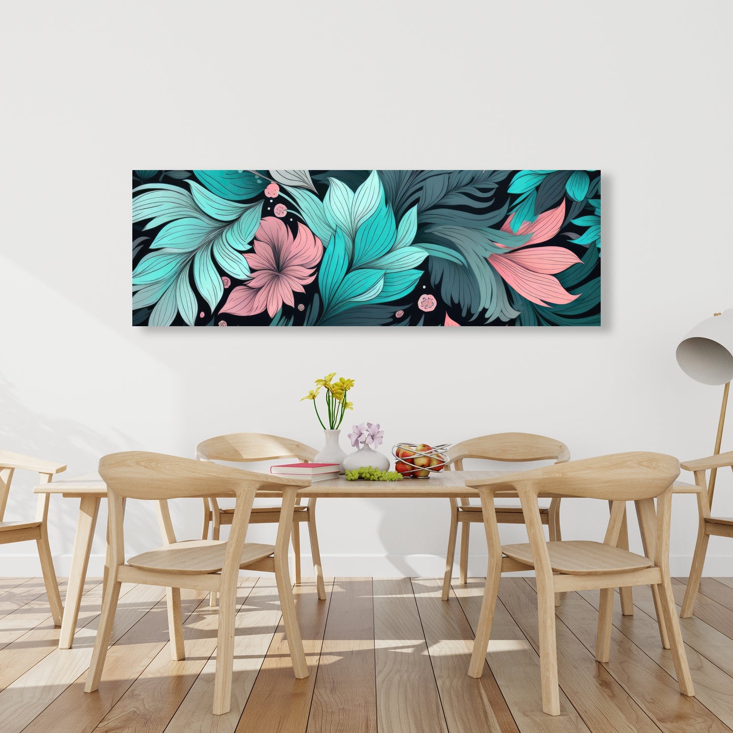 Neon Leaves - Pink Canvas Art for Stylish Home Decor