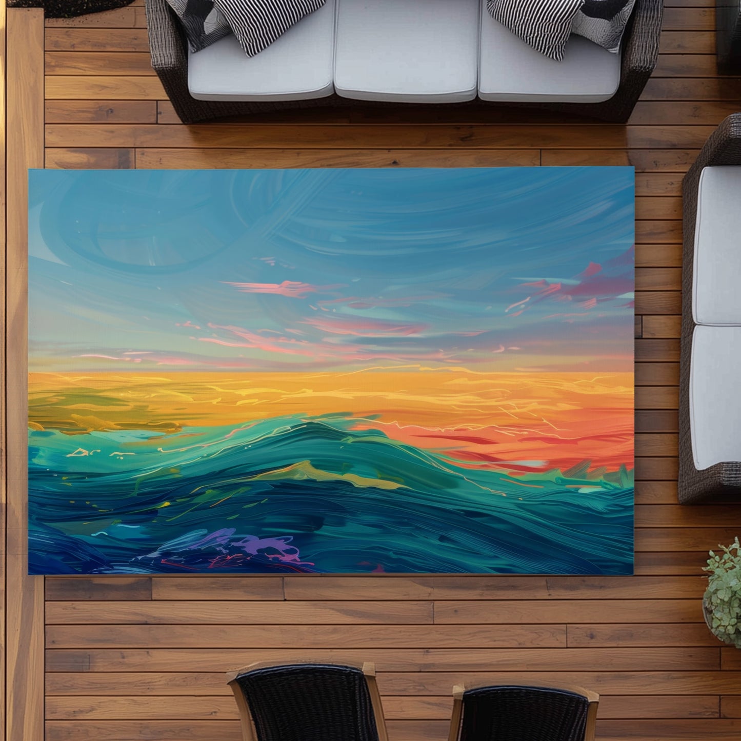 Tapis d'extérieur aquarelle | Accent de décoration élégant