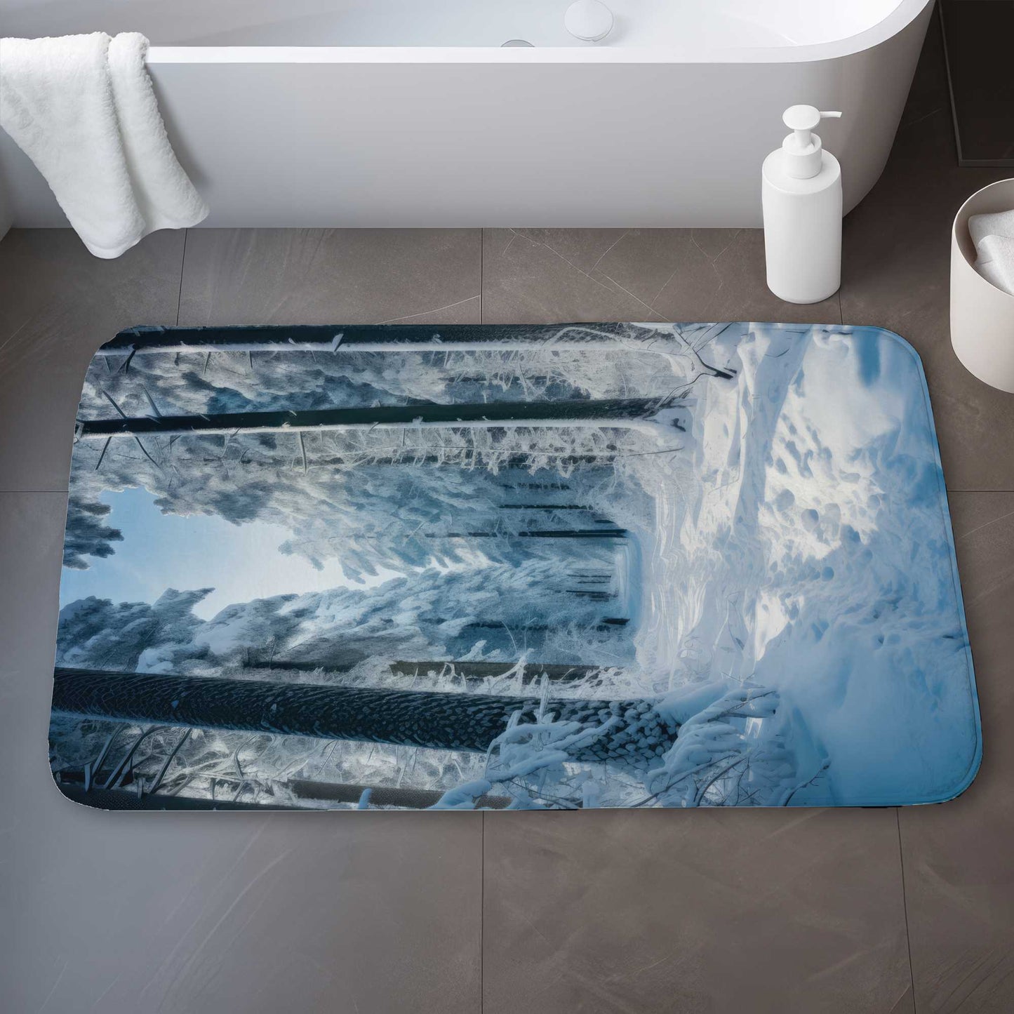 Tapis de bain Forêt froide | Décoration d'intérieur élégante, doux et durable
