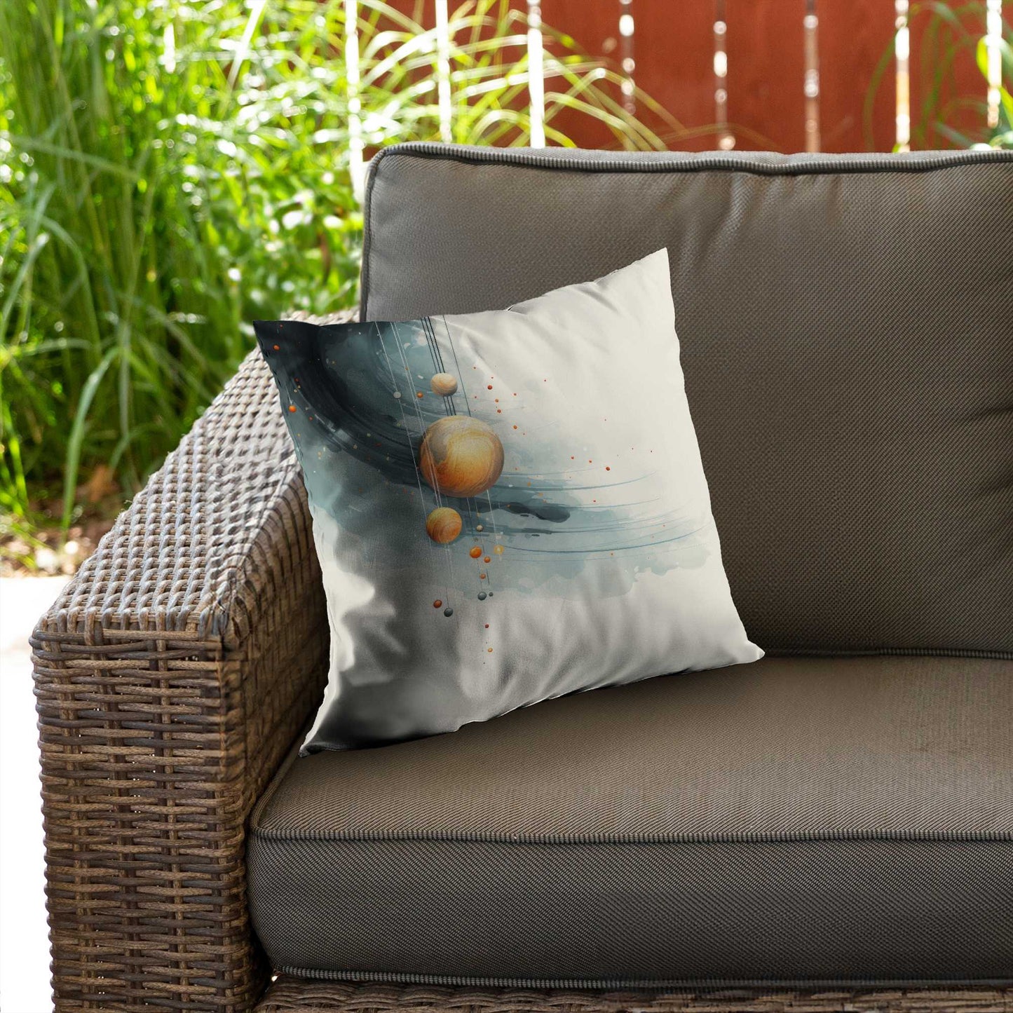 Hanging Planets Blue Poly Twill Throw Pillow Insert | Decor