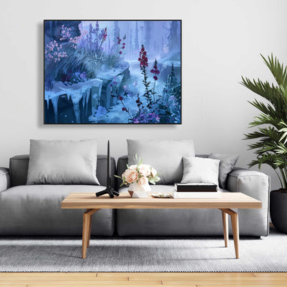 Valley of Ice - Gray Framed Canvas for Elegant Home Decor