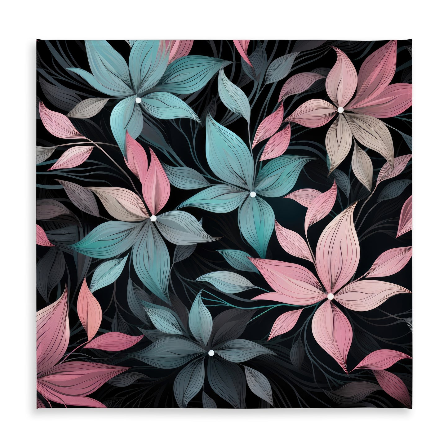 Desaturated Flowers Turquoise Tablecloth for Home Decor