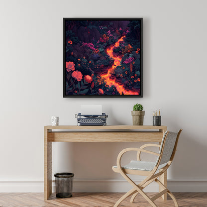 Flowing magma - 36"x36" Framed canvas