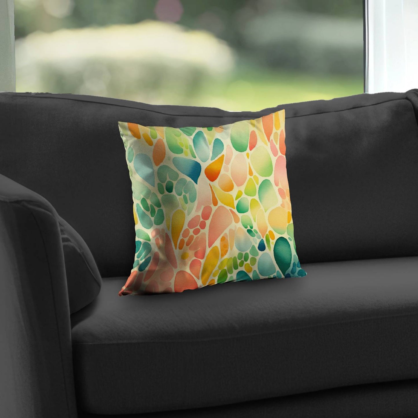 Coussin décoratif en sergé de polyester à motifs de fruits biologiques | Accessoire de décoration intérieure