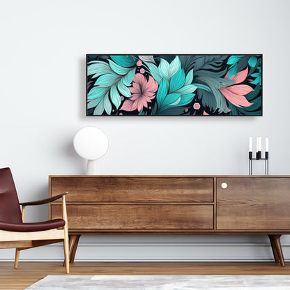 Neon leaves - 36"x36" Framed canvas
