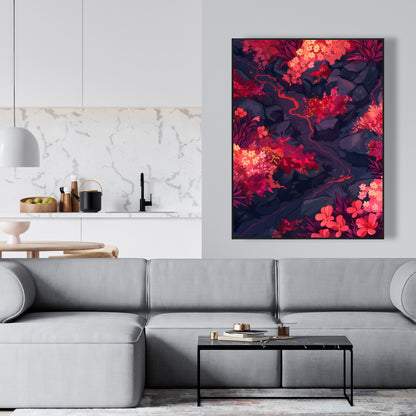 Burning plants - 36"x36" Framed canvas