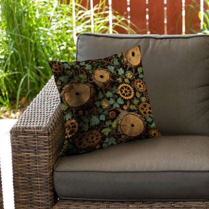 Hiding Gears Poly Twill Throw Pillow | Stylish Home Decor