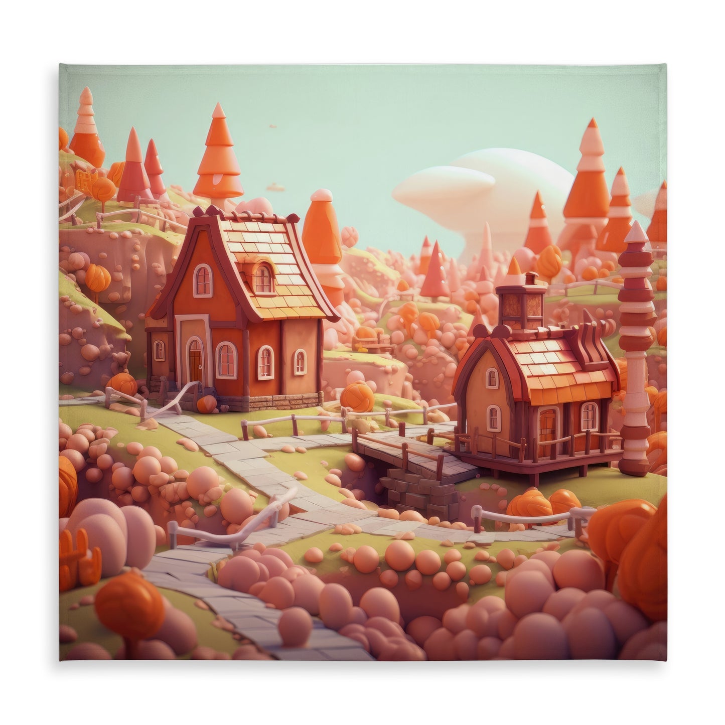 Toy Town Orange Indoor Outdoor Tablecloth for Home Decor