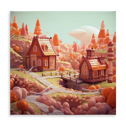 Toy Town Orange Indoor Outdoor Tablecloth for Home Decor