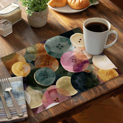 Napperon en polyester motif Danse de boutons colorés | Décoration d'intérieur