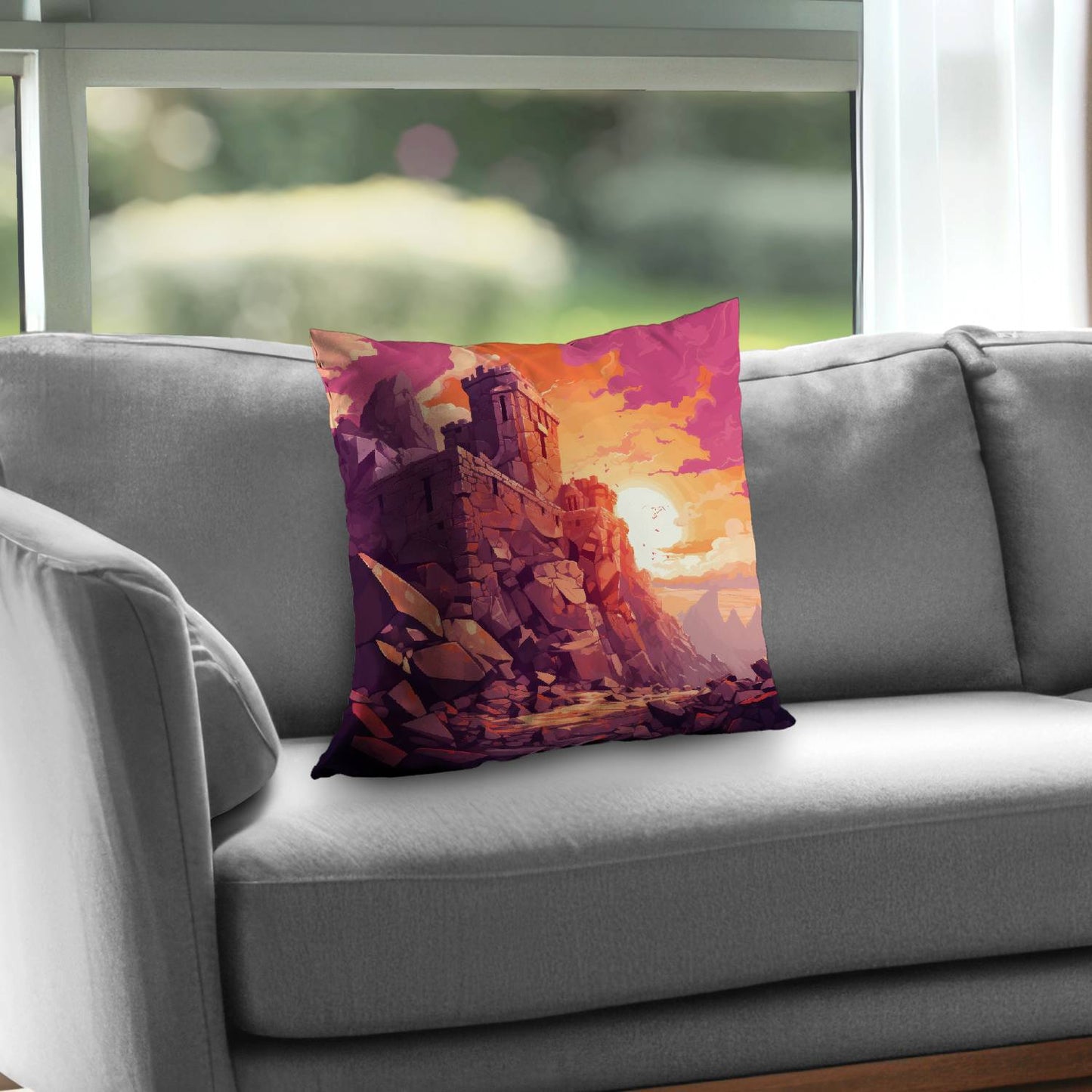 The setting rampart - Throw pillow - Print on demand