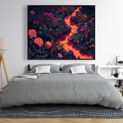 Flowing magma - 36"x36" Framed canvas