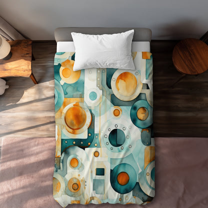 Decomposed Porthole Gold Duvet Cover | Home Decor Accent