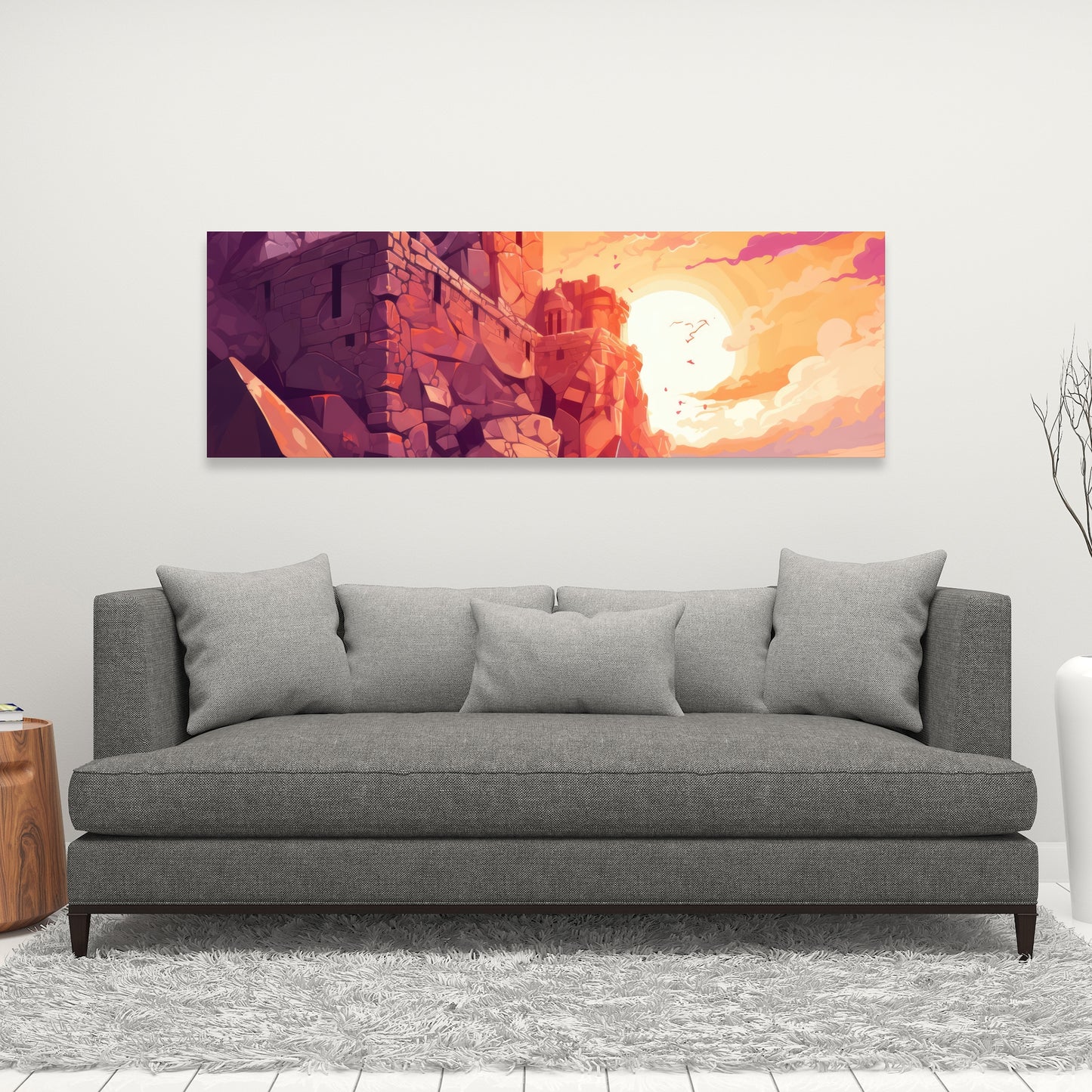 The Setting Rampart - White Canvas | Stylish Art