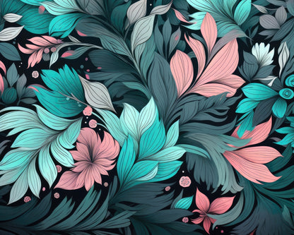 Neon Leaves - Black Braided Polyester Placemat for Home Decor