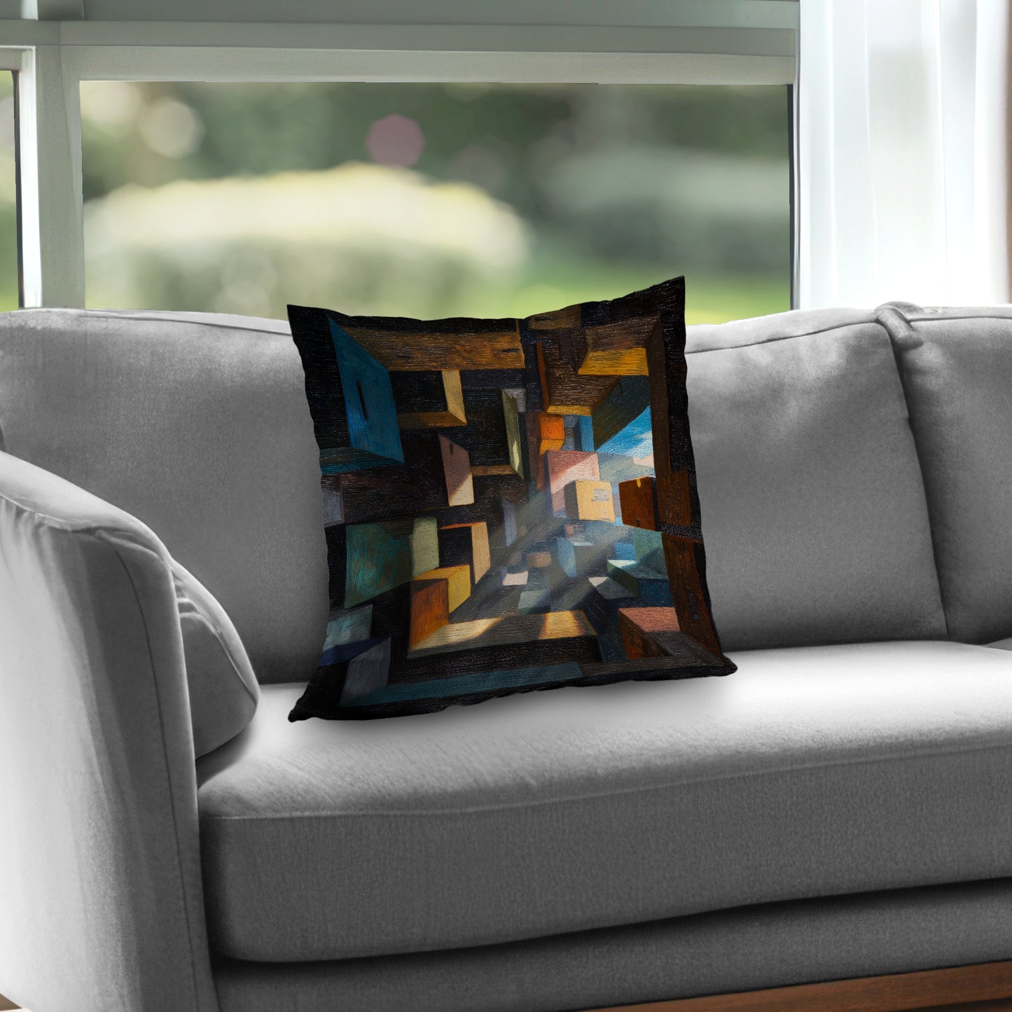 Boxed Up Poly Twill Throw Pillow - Stylish Home Decor Accent