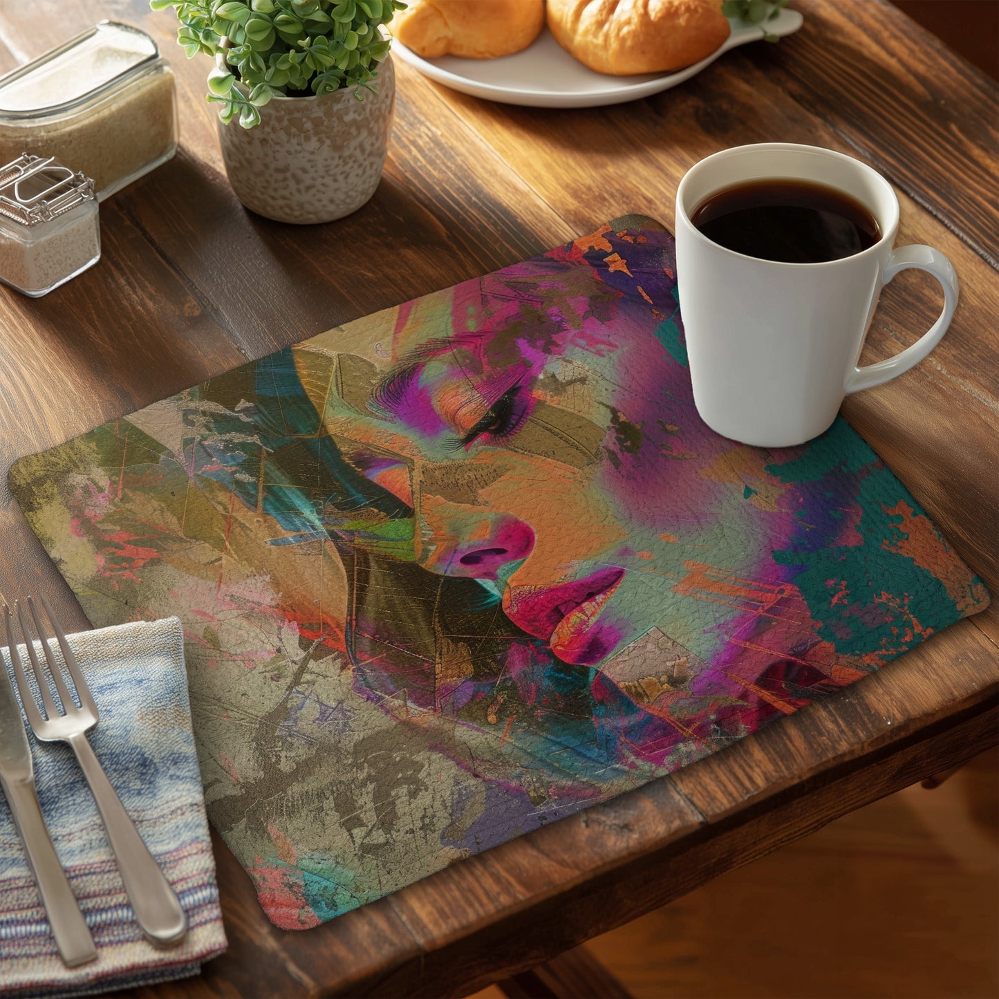 Grunge Look Braided Polyester Placemats for Home Decor