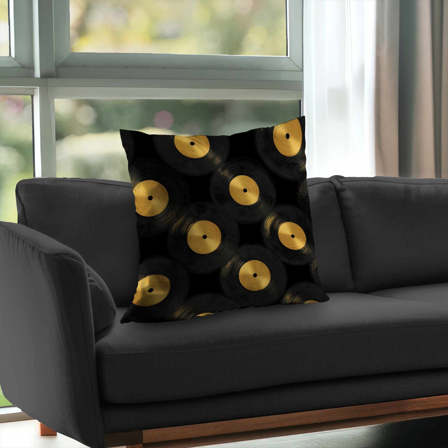 Golden Groove Circles Poly Twill Throw Pillow | Home Decor