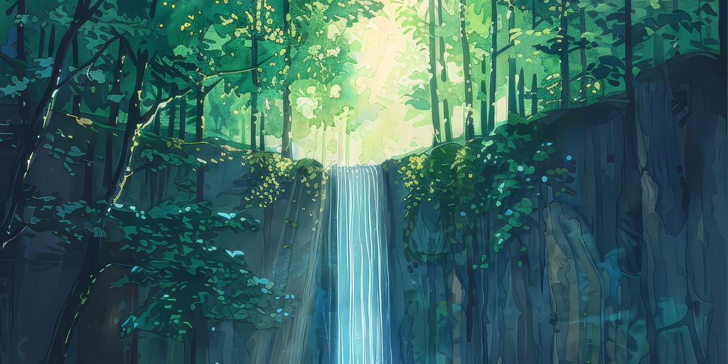 Waterfall - Framed Canvas - Print on demand