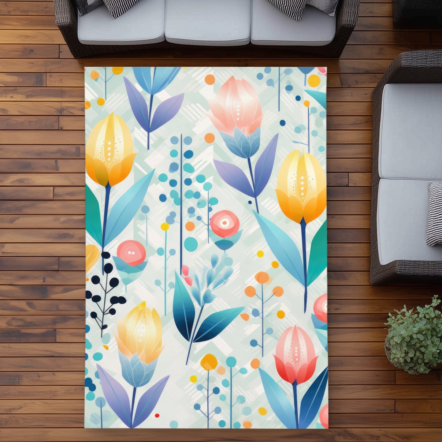 Calming Scents Orange Outdoor Area Rug for Home Decor