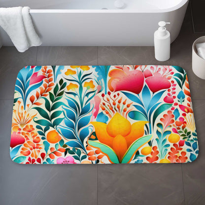 Flowing Flowers Pink Bath Mat | Elegant Home Decor Accent