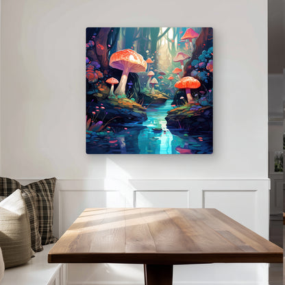 Whimsical Forest - Blue Metal Print for Home Decor