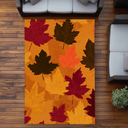 Tapis d'extérieur Feuilles aux reflets automnaux | Décoration intérieure chaleureuse
