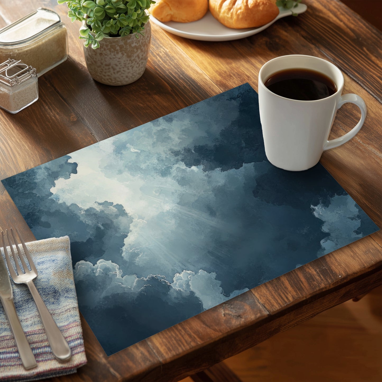 Afterglow White Polyester Placemat | Stylish Set