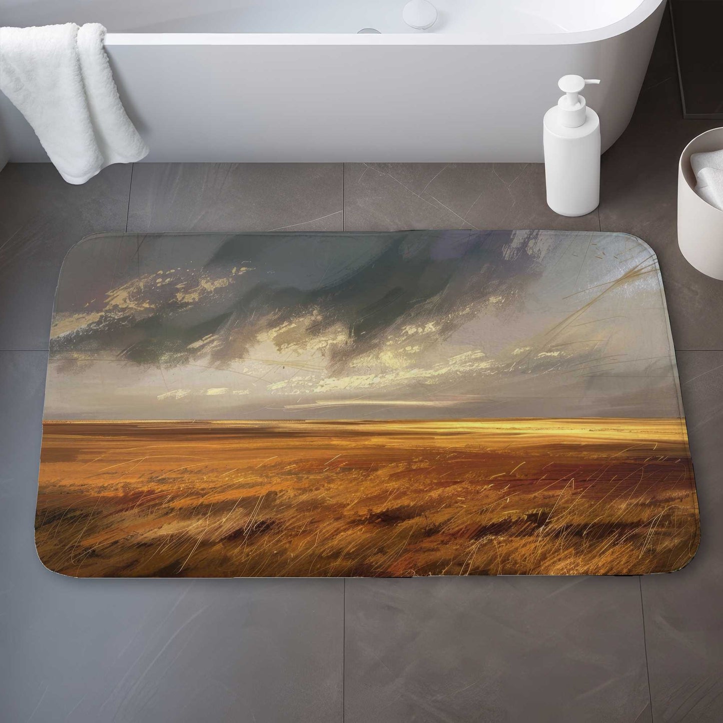 Before the Storm Orange Bath Mat | Stylish Home Decor