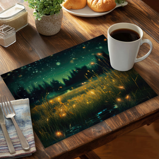 Light in the Dark Black Polyester Placemat for Home Decor