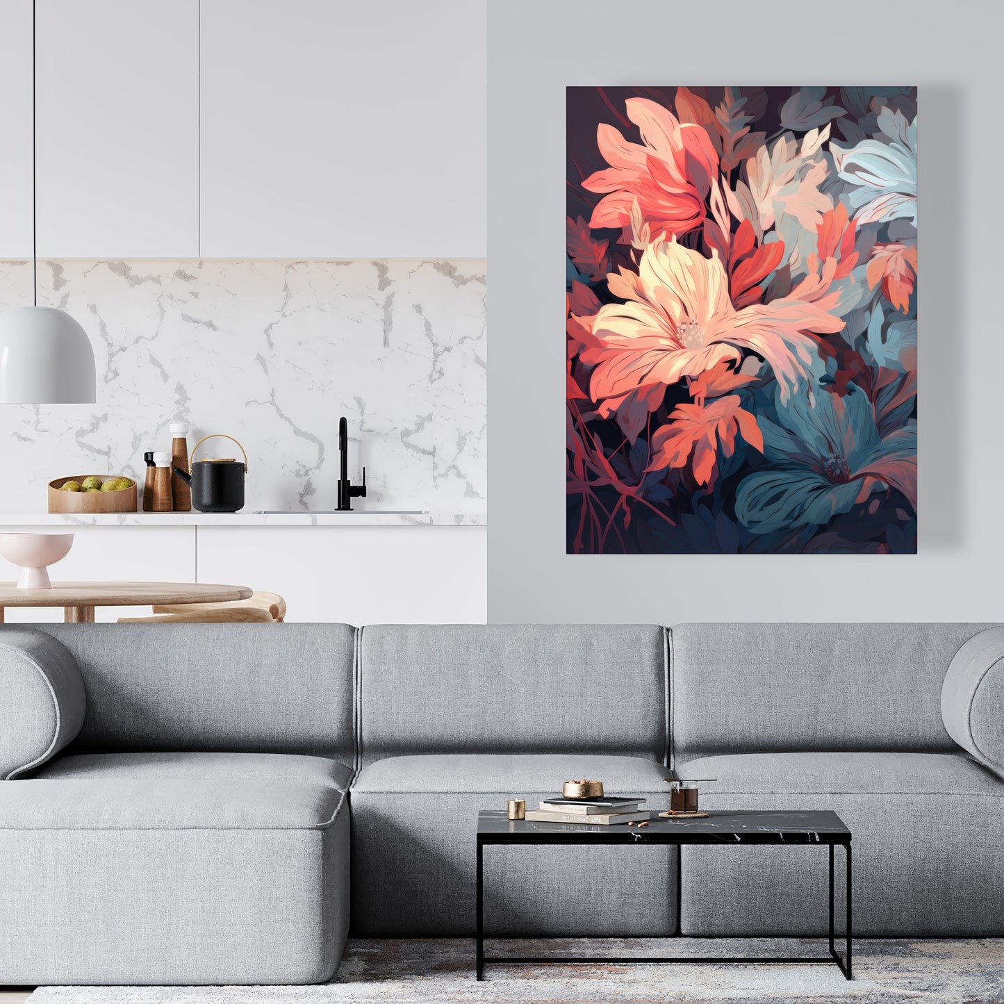 Silent charm - Turquoise Canvas Art for Home Decor