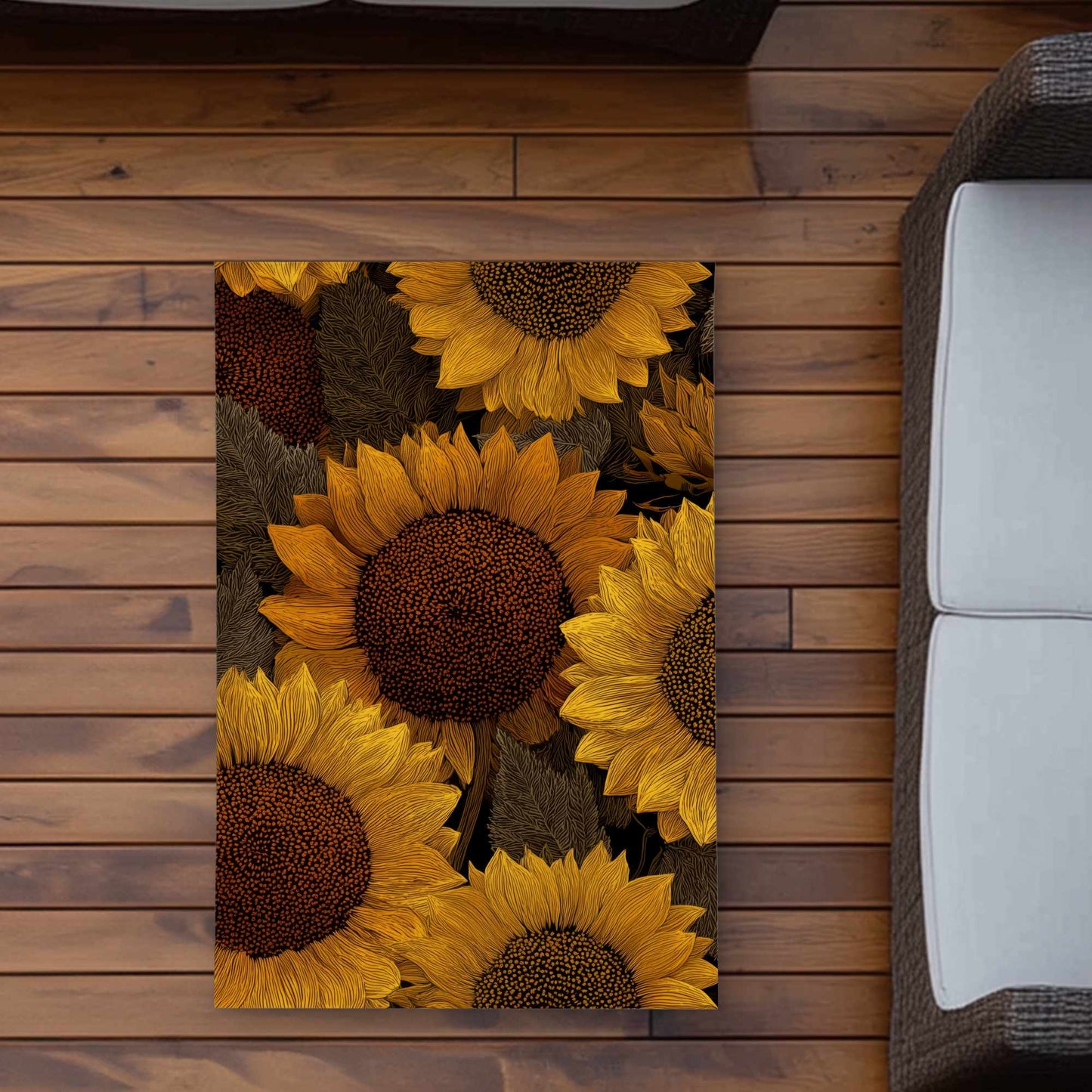 Tapis d'extérieur Golden Glow Blooms | Tapis de décoration élégant