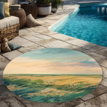 Tapis Rond d'Extérieur Soirée Champêtre | Décoration d'Intérieur