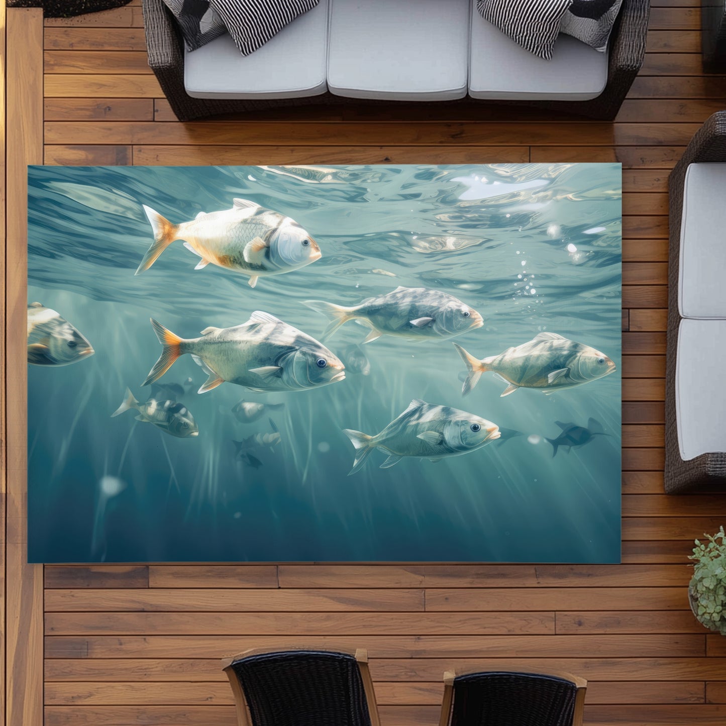 Swimming Peacefully Blue Outdoor Area Rug | Home Decor