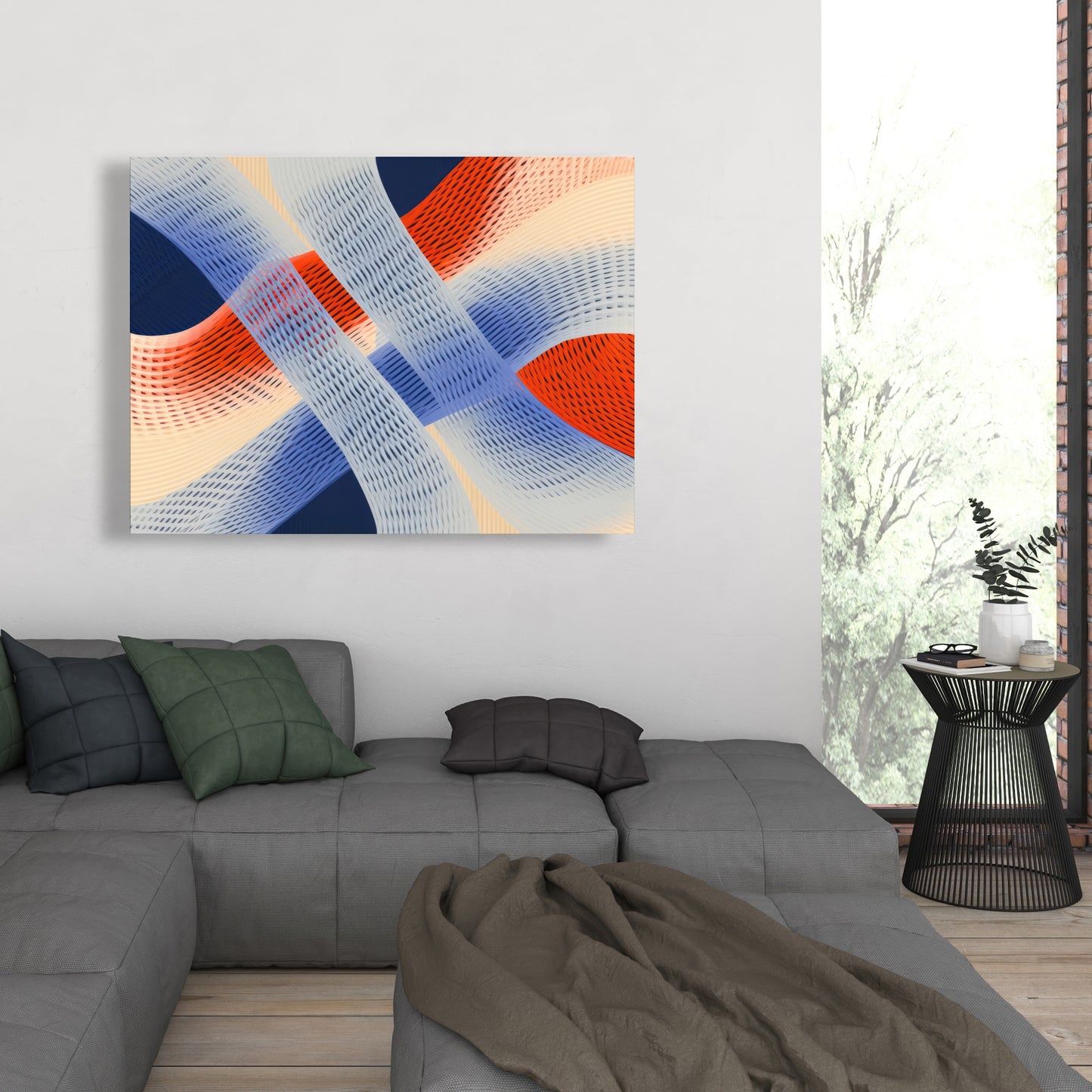 Abstract Threading - White Canvas Home Decor Art Piece