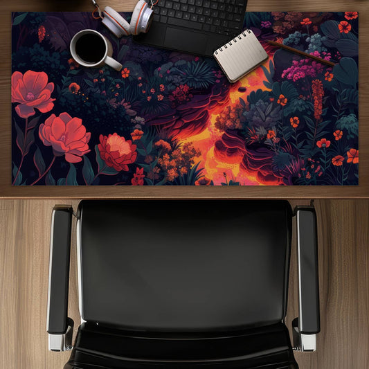 Flowing magma - Orange desk mat for stylish home decor