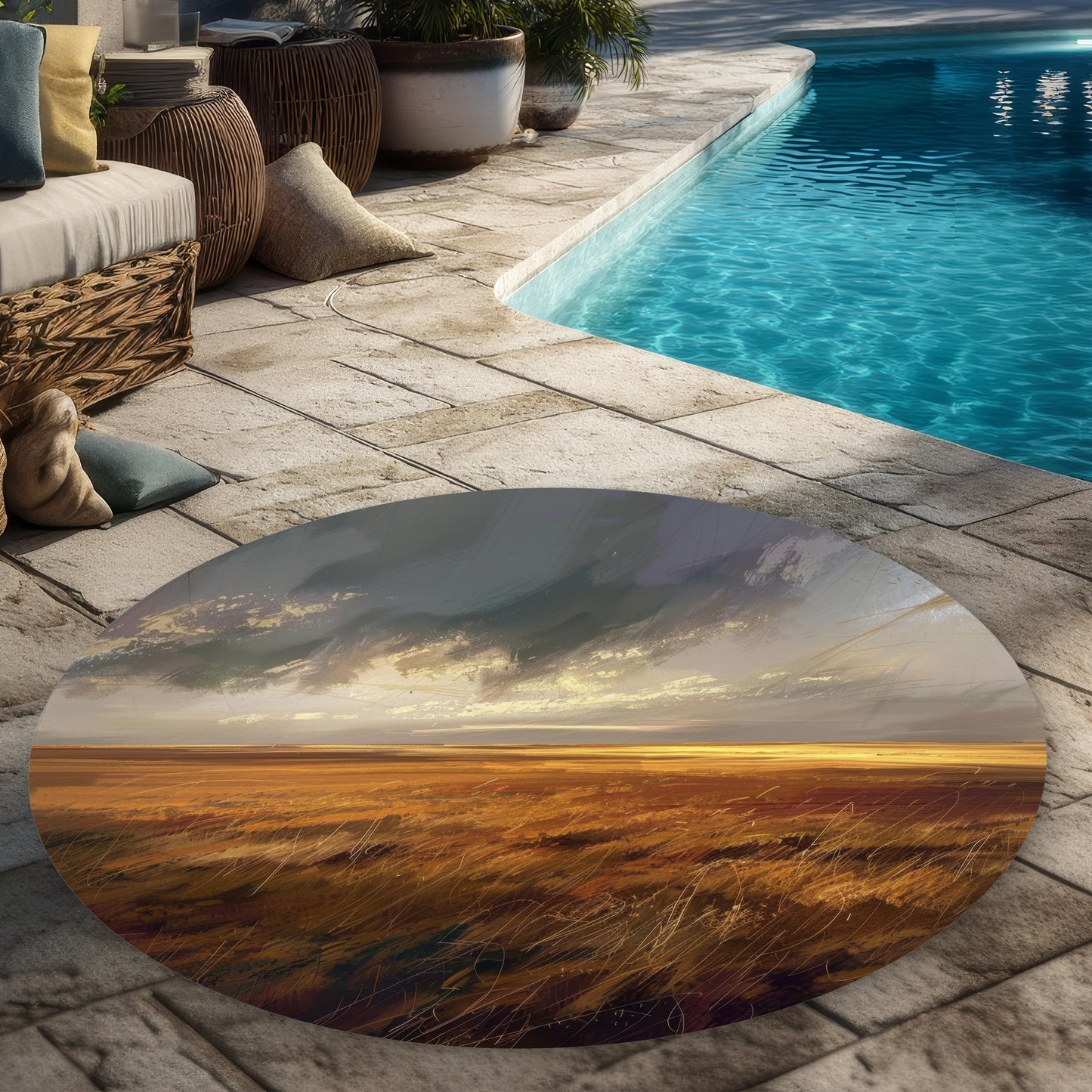 Tapis de sol rond d'extérieur "Before the Storm" pour la décoration intérieure